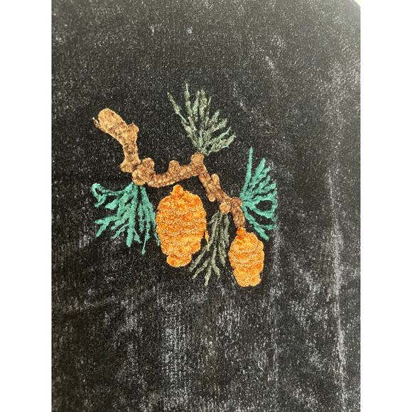 1990s J Two New York Chenille Cabin Forest Woodland Acorn Pinecone Cardigan M - Picture 10 of 10